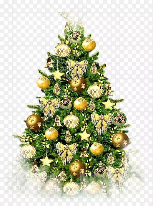 圣诞树剪贴画-金色圣诞树