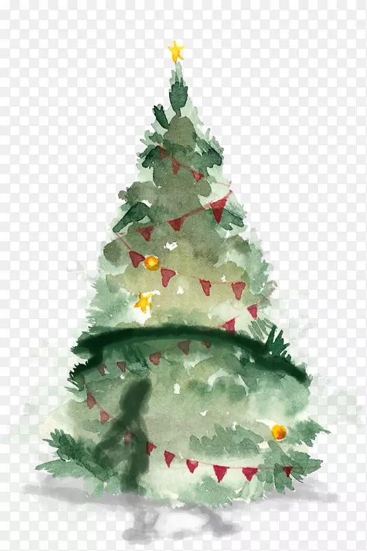 圣诞老人圣诞树圣诞礼物手绘圣诞卡通