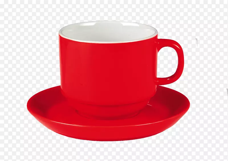 茶杯茶碟-红色咖啡杯图片