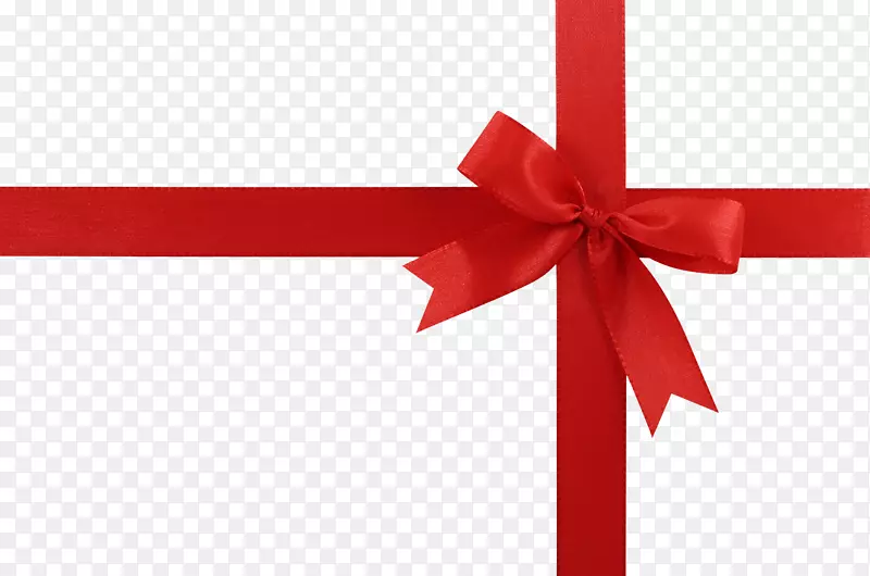 圣诞礼品夹艺术-红色礼品丝带PNG图片
