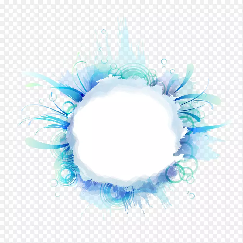 水彩蓝圆
