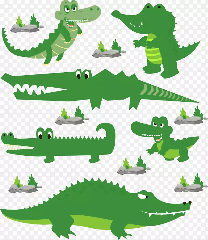 绿色卡通鳄鱼
