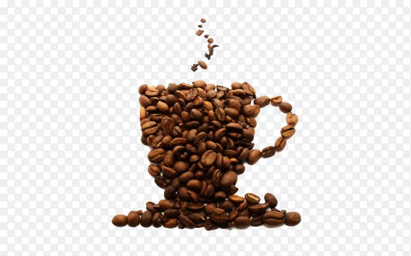 咖啡豆放入咖啡杯中