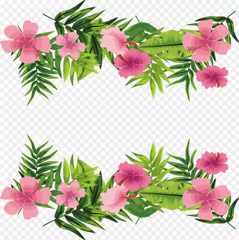 浪漫粉色花卉装饰框架
