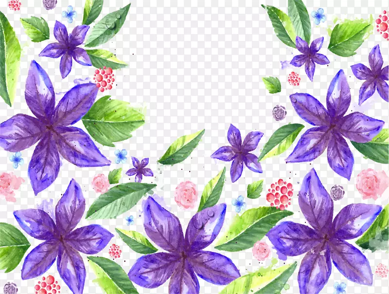 蓝紫色手绘水彩背景