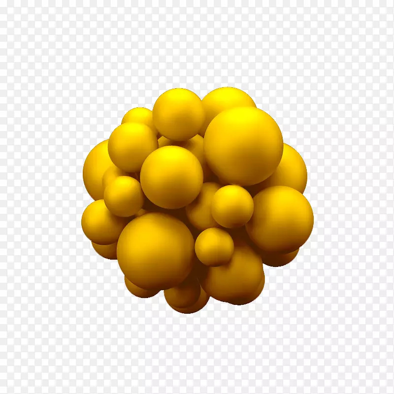 黄色背景材料三维分子球