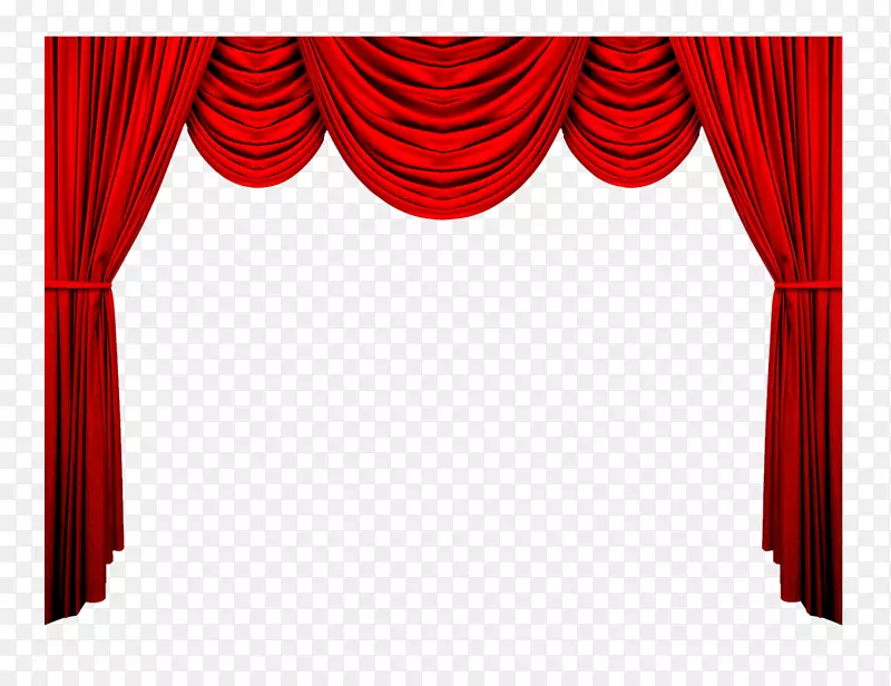 剧院窗帘和舞台窗帘红色剧场图案-红色窗帘PNG
