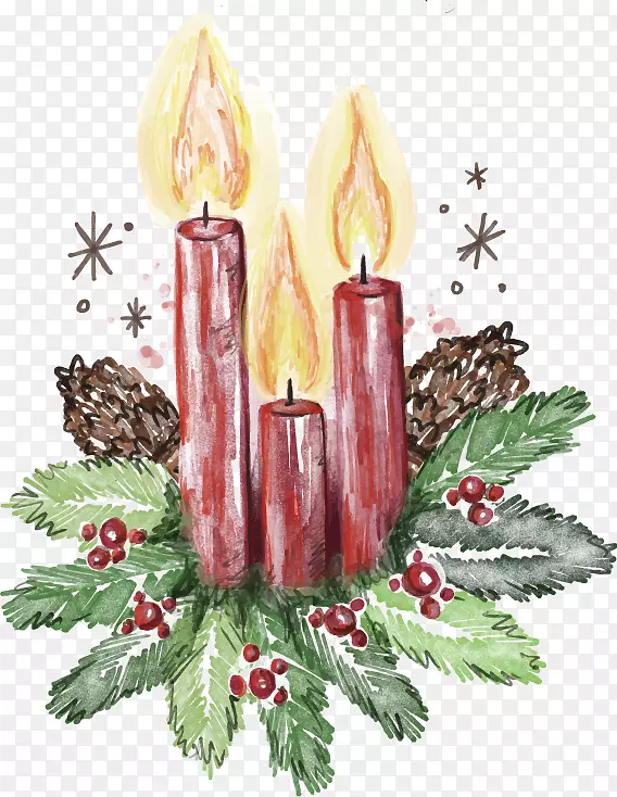 卡通手绘圣诞蜡烛