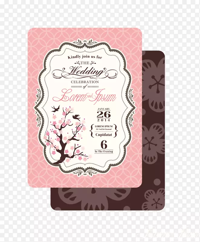 粉红色结婚卡设计