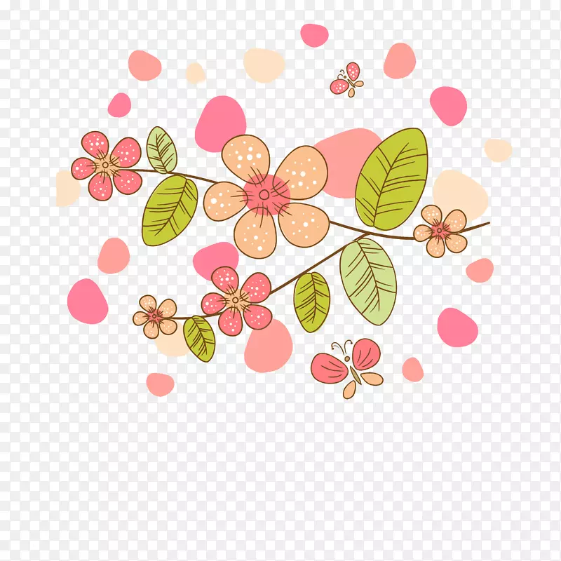 简单手绘花卉卡通蝴蝶背景