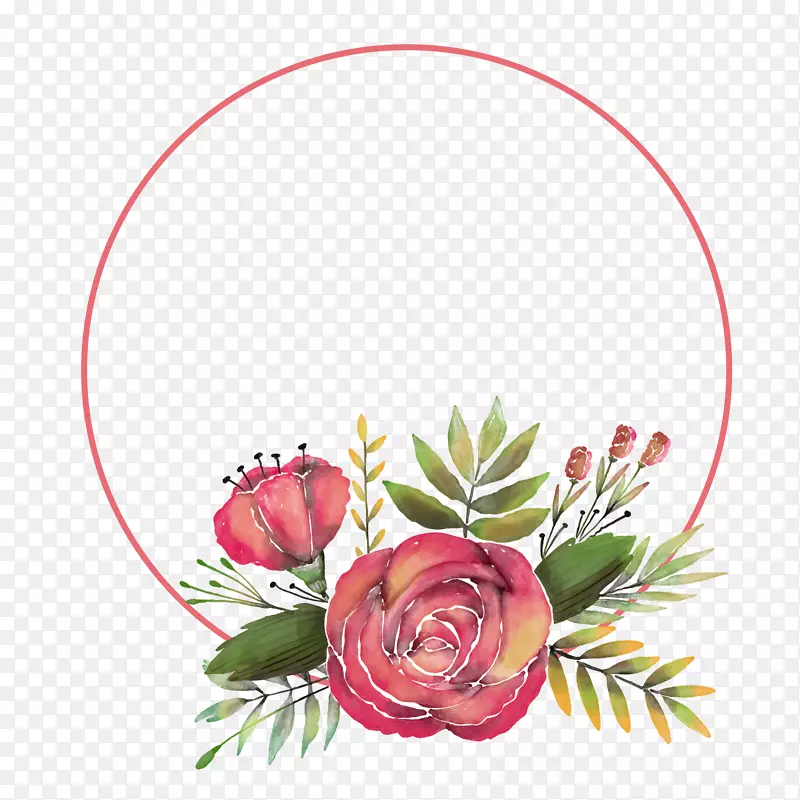 手绘玫瑰花装饰框架