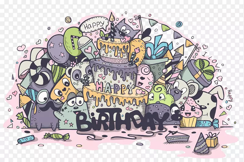 卡通动物生日蛋糕