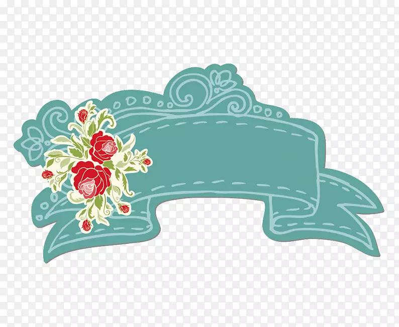 复古花卉色带标签材料图片