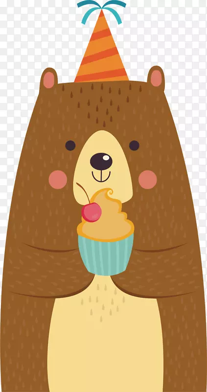 可爱的棕熊配蛋糕