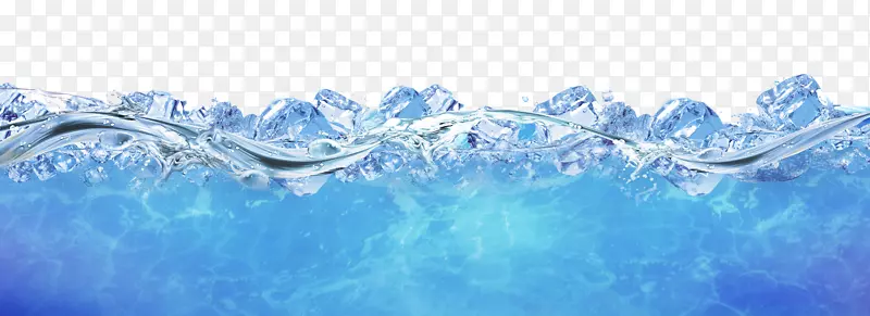 蓝色的冰浮在水框的纹理上