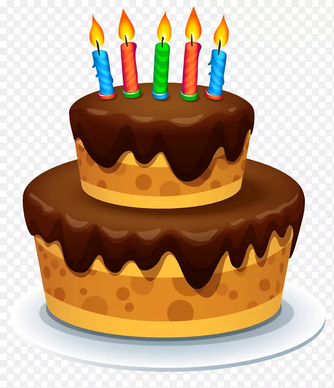 生日蛋糕巧克力蛋糕剪贴画-蛋糕配蜡烛PNG剪贴画