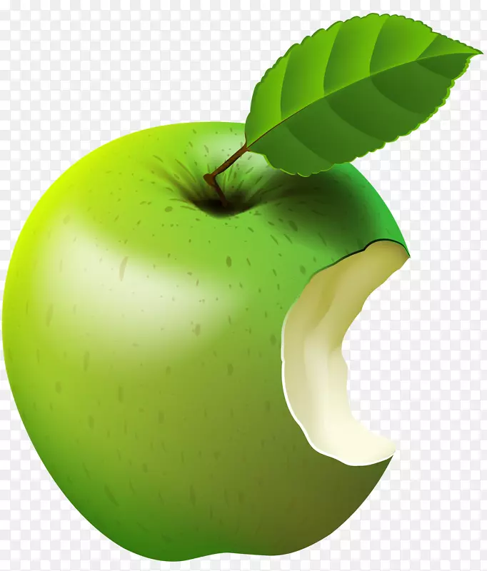 苹果绿剪贴画-被咬苹果绿透明剪贴画图像