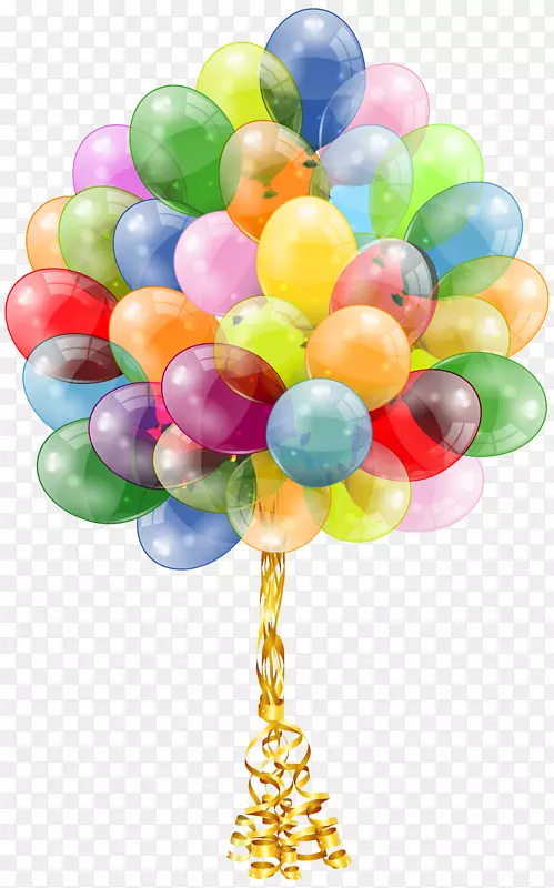 气球生日蛋糕派对礼物-透明气球团剪贴画