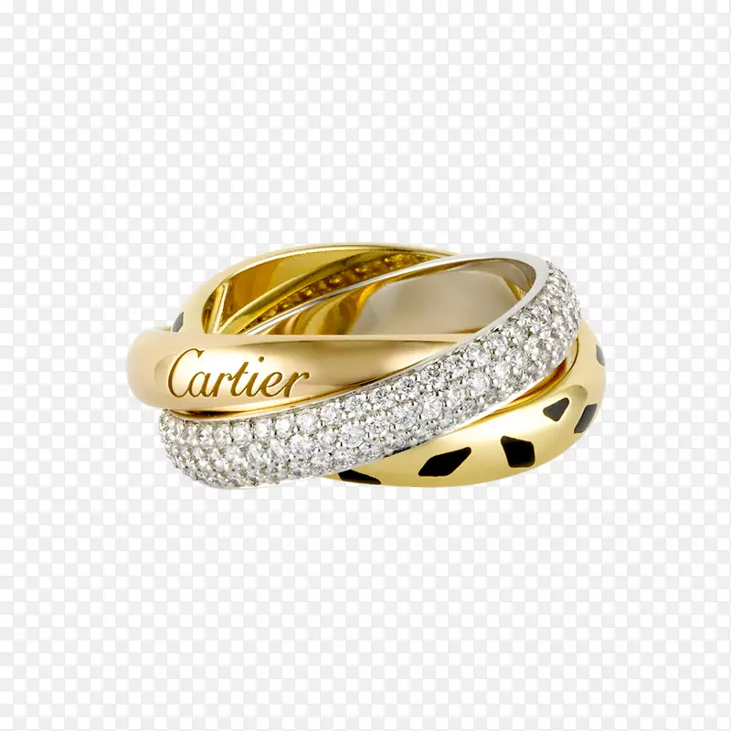 卡地亚戒指爱情手镯彩色黄金钻石珠宝PNG形象