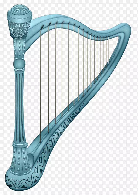 犹太人竖琴图标-蓝色竖琴PNG剪贴画