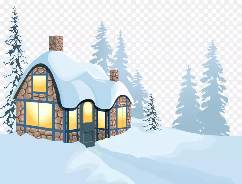 冬宫剪贴画-冬季房屋与雪景剪贴画