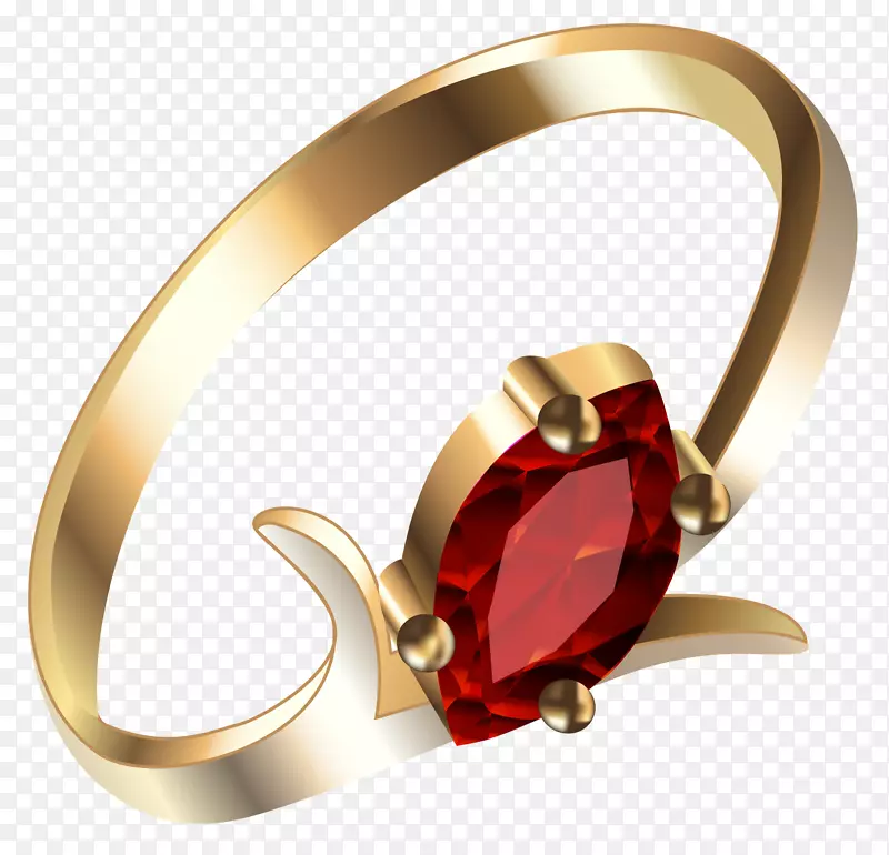 红宝石耳环夹艺术-金环与红宝石PNG剪贴画