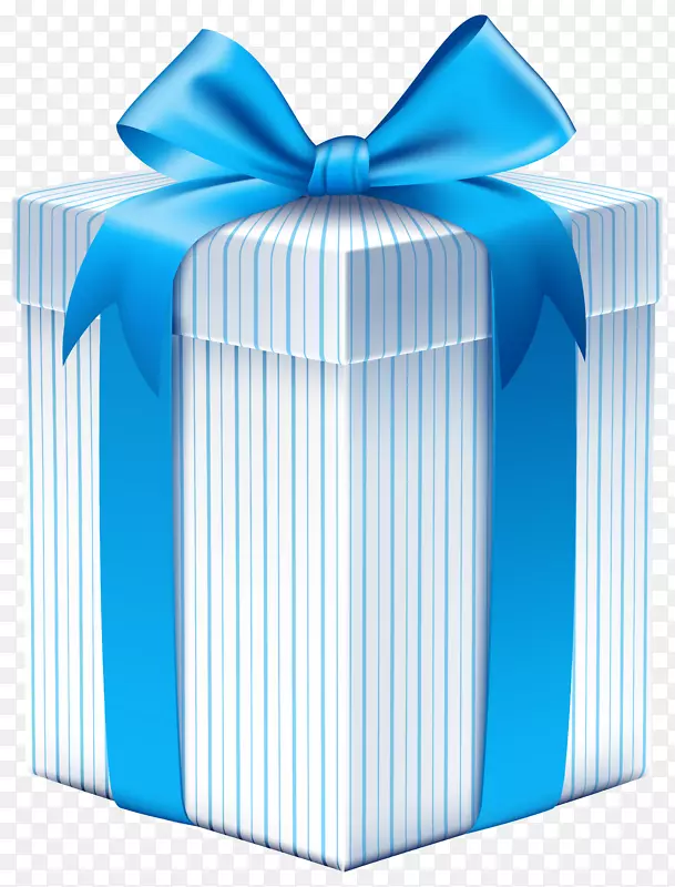 礼品盒色带剪贴画-蓝色蝴蝶结PNG剪贴画礼品盒