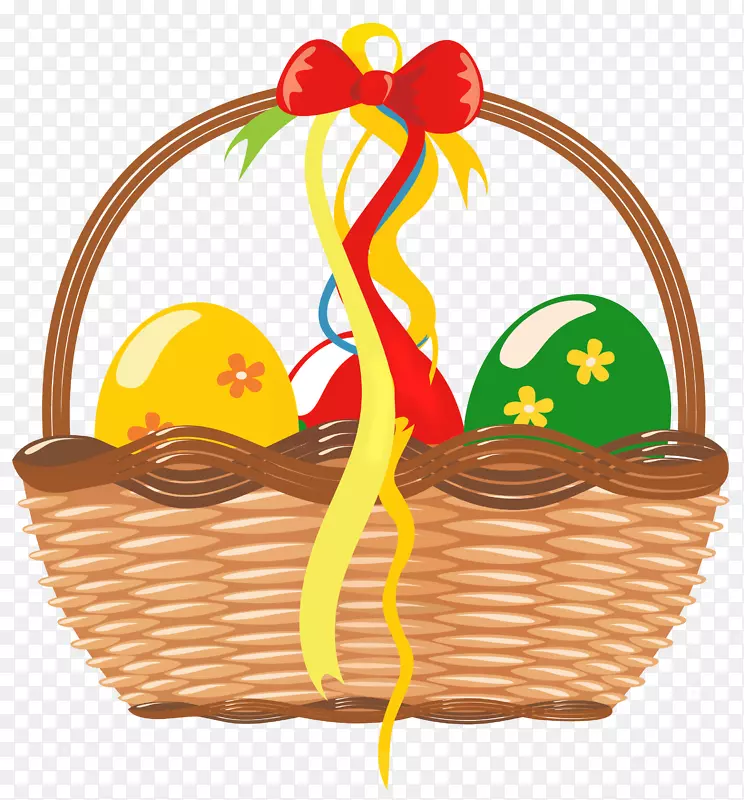 复活节兔子篮子剪贴画-带彩蛋的复活节篮子图片