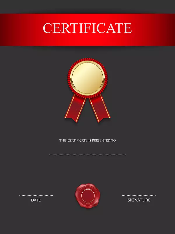 证书学历证书公钥证书文凭-红色及黑色证书模板png图像