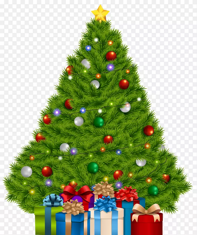 圣诞树圣诞礼物-特大型圣诞树附赠PNG剪贴画图片
