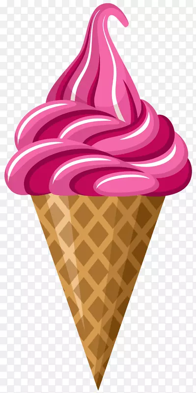 冰淇淋锥草莓冰淇淋剪贴画-粉红色冰淇淋锥PNG剪贴画图片