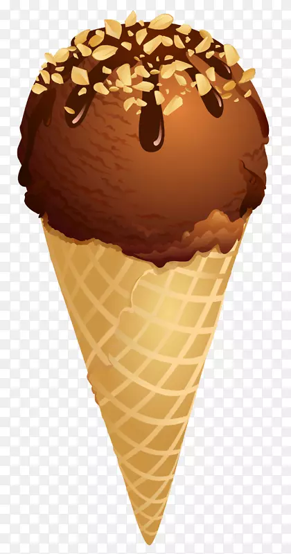 冰淇淋锥巧克力冰淇淋剪贴画-巧克力冰淇淋锥PNG剪贴画