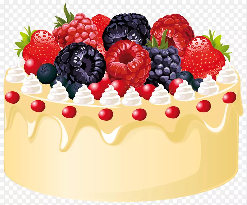 水果蛋糕结婚蛋糕生日蛋糕剪贴画-带有蜡烛的水果蛋糕