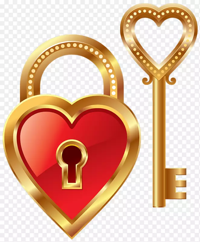心脏挂件钥匙链符号-心锁和心键