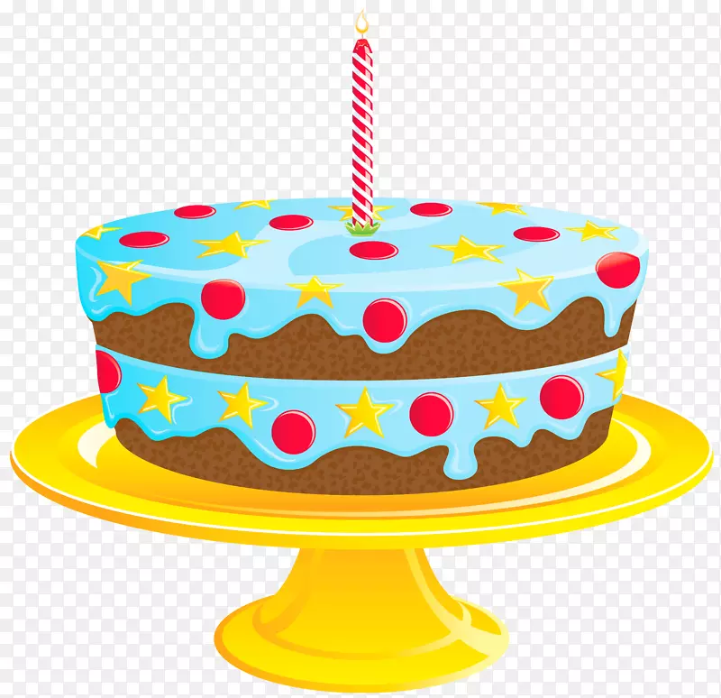 生日蛋糕剪贴画-蓝色生日蛋糕PNG剪贴画
