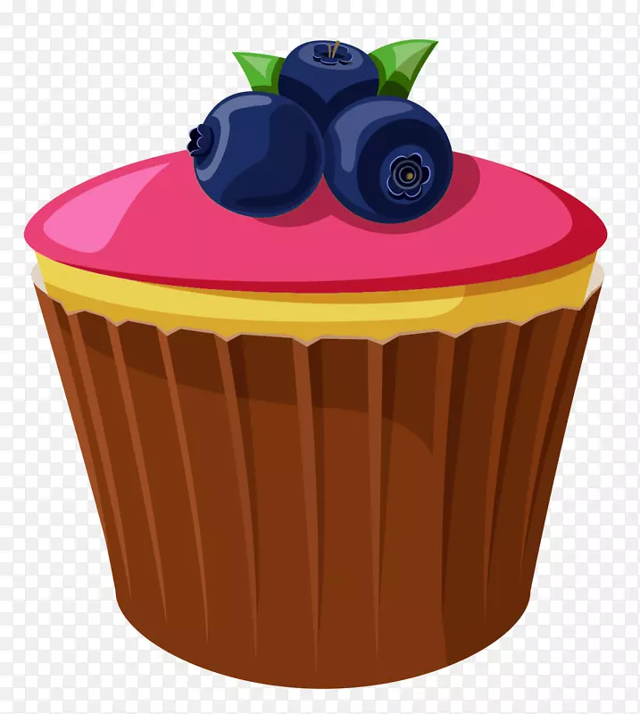 生日蛋糕纸杯蛋糕巧克力蛋糕海绵蛋糕邦特蛋糕-迷你蛋糕配蓝莓PNG剪贴画