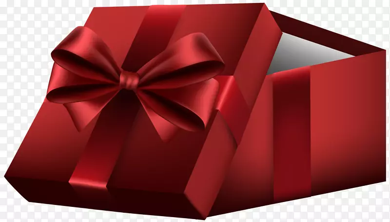 礼品盒回形针艺术-红色打开礼品盒PNG剪贴画