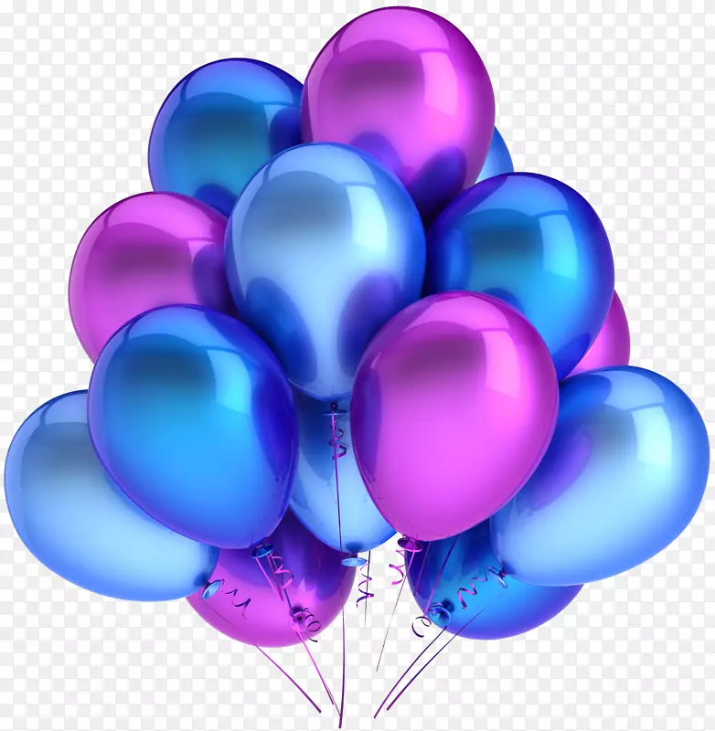 气球剪贴画.透明的蓝色和粉红色气球