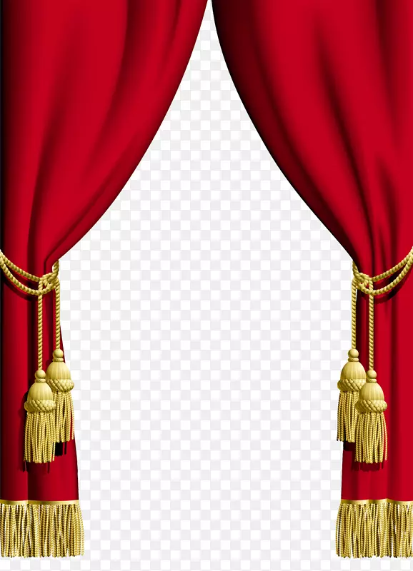 窗帘杆夹艺术-红色窗帘PNG