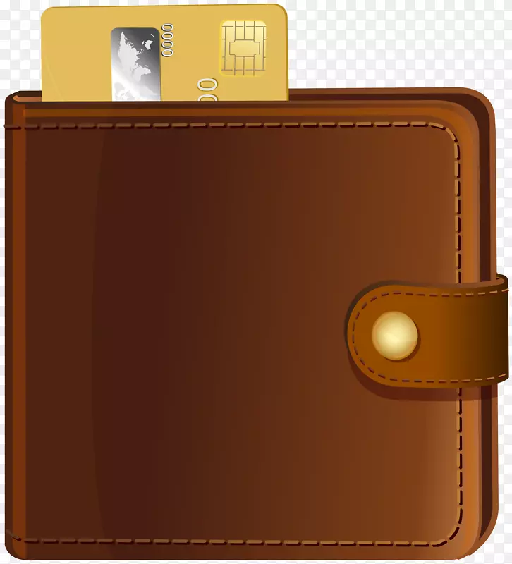 钱包手袋夹艺术-带信用卡的皮夹透明PNG剪贴画