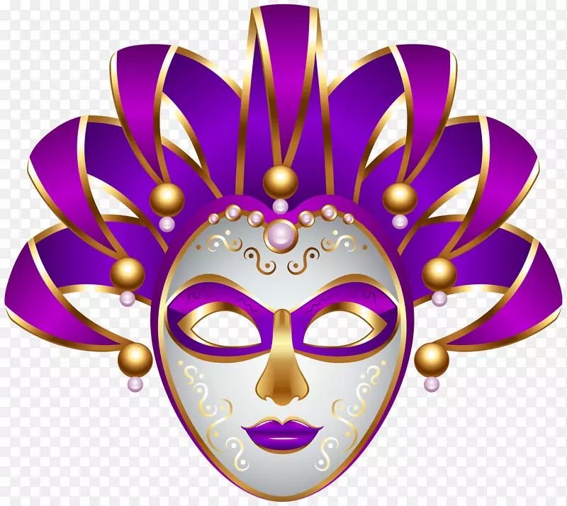 面具狂欢节剪贴画紫色嘉年华面具透明PNG剪贴画图像