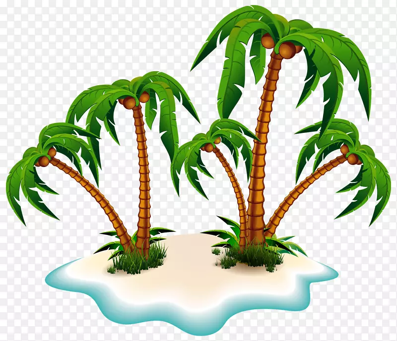 槟榔科树木剪贴画-棕榈树和岛屿攀枝花图片
