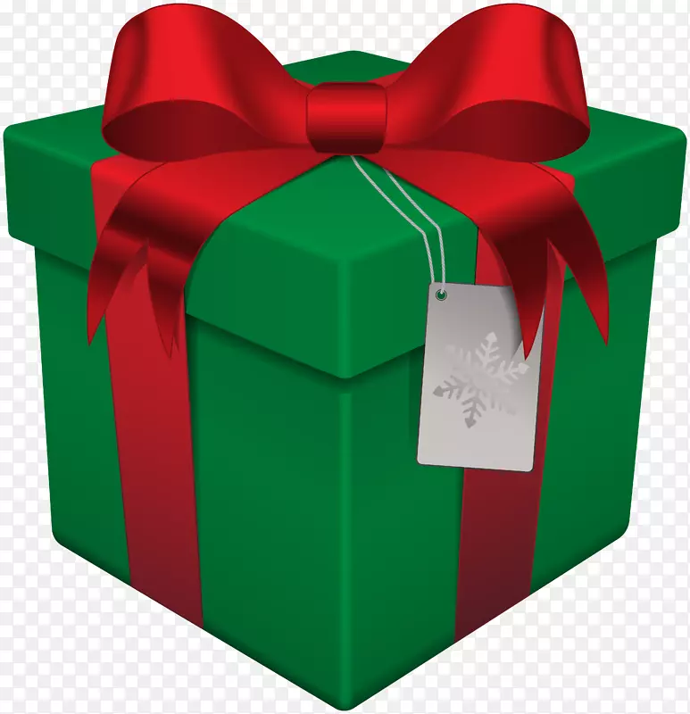 圣诞礼品盒纸免费-圣诞礼品盒绿色透明PNG剪贴画