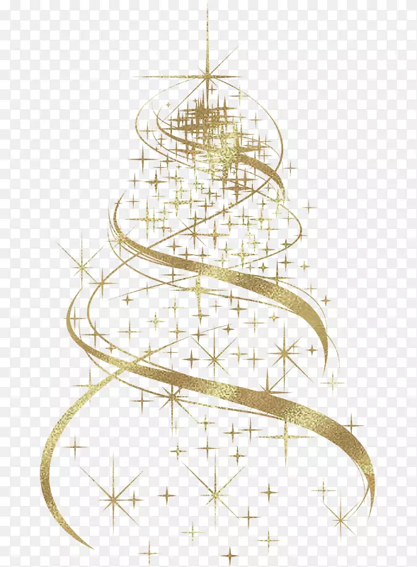 圣诞树圣诞装饰可伸缩图形透明金色圣诞树装饰PNG剪贴画