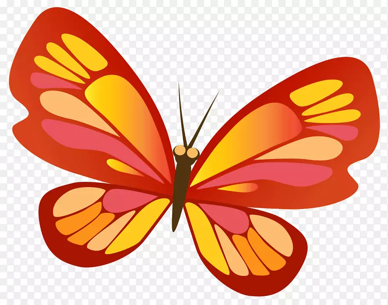 帝王蝴蝶橙色剪贴画-带有红色PNG图像的蝴蝶