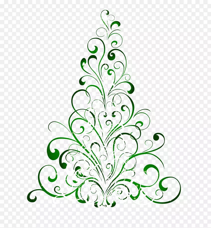 圣诞树礼品剪贴画-透明绿色圣诞树PNG剪贴画