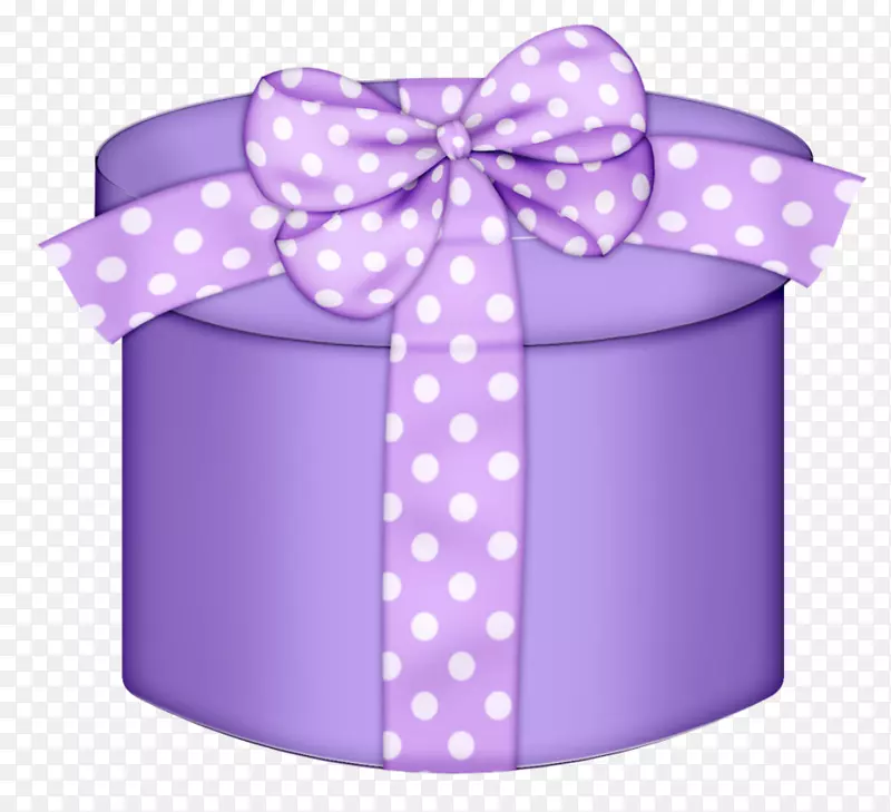圣诞礼物粉红剪贴画-紫色圆礼盒PNG剪贴画