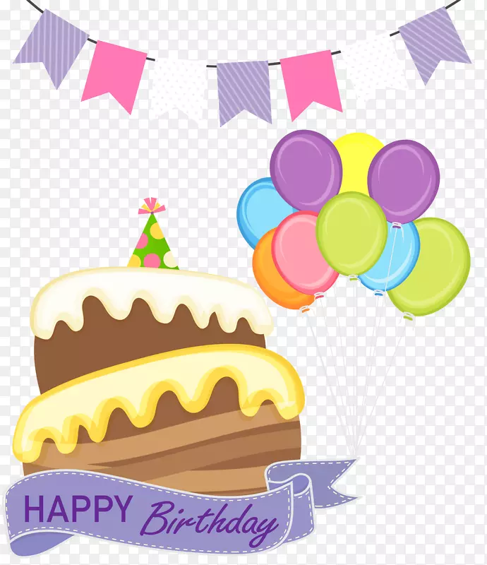 生日派对送花束周年纪念-生日蛋糕生日快乐PNG剪贴画图片