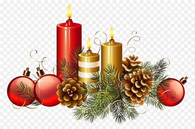 大豆蜡烛圣诞装饰圣诞树-圣诞蜡烛PNG剪贴画