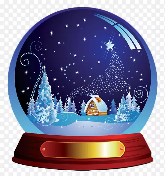 亚马逊网站圣诞老人雪球圣诞假期-深蓝色圣诞雪球PNG剪贴画